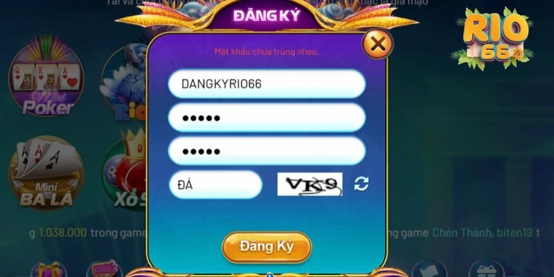 Các lưu ý khi đăng ký tài khoản Rio66